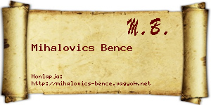 Mihalovics Bence névjegykártya